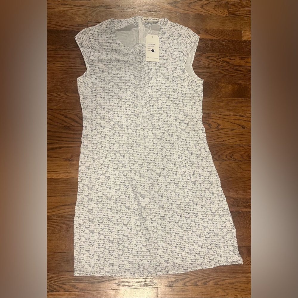 White and Black Cat Patterned Dress
